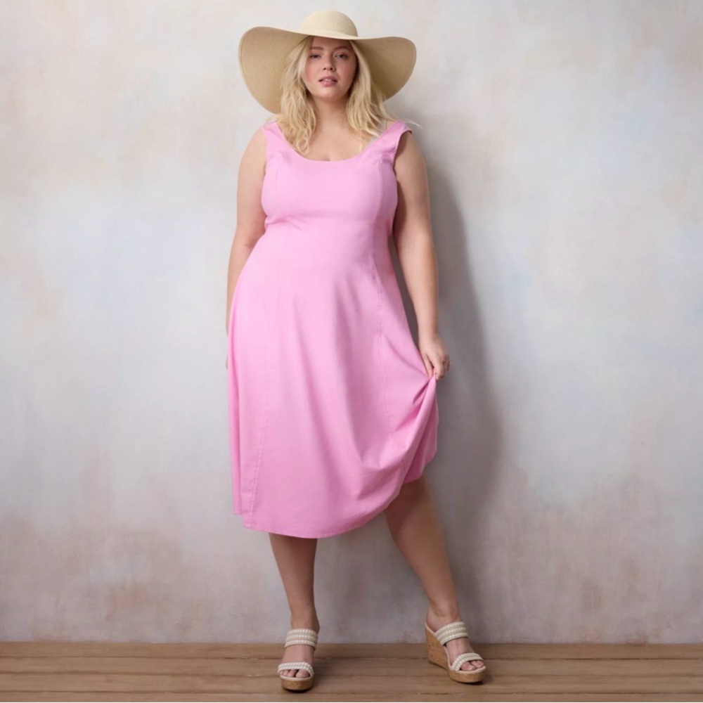 LC Lauren Conrad, summer Easter vacation plus size linen blend dress NWOT 2X